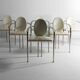 Postmodern dining chairs in steel and white leather, Belgium 1980s