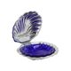 Shell Butter Bowl Caviar Holder Chrome Blue Glass Vintage