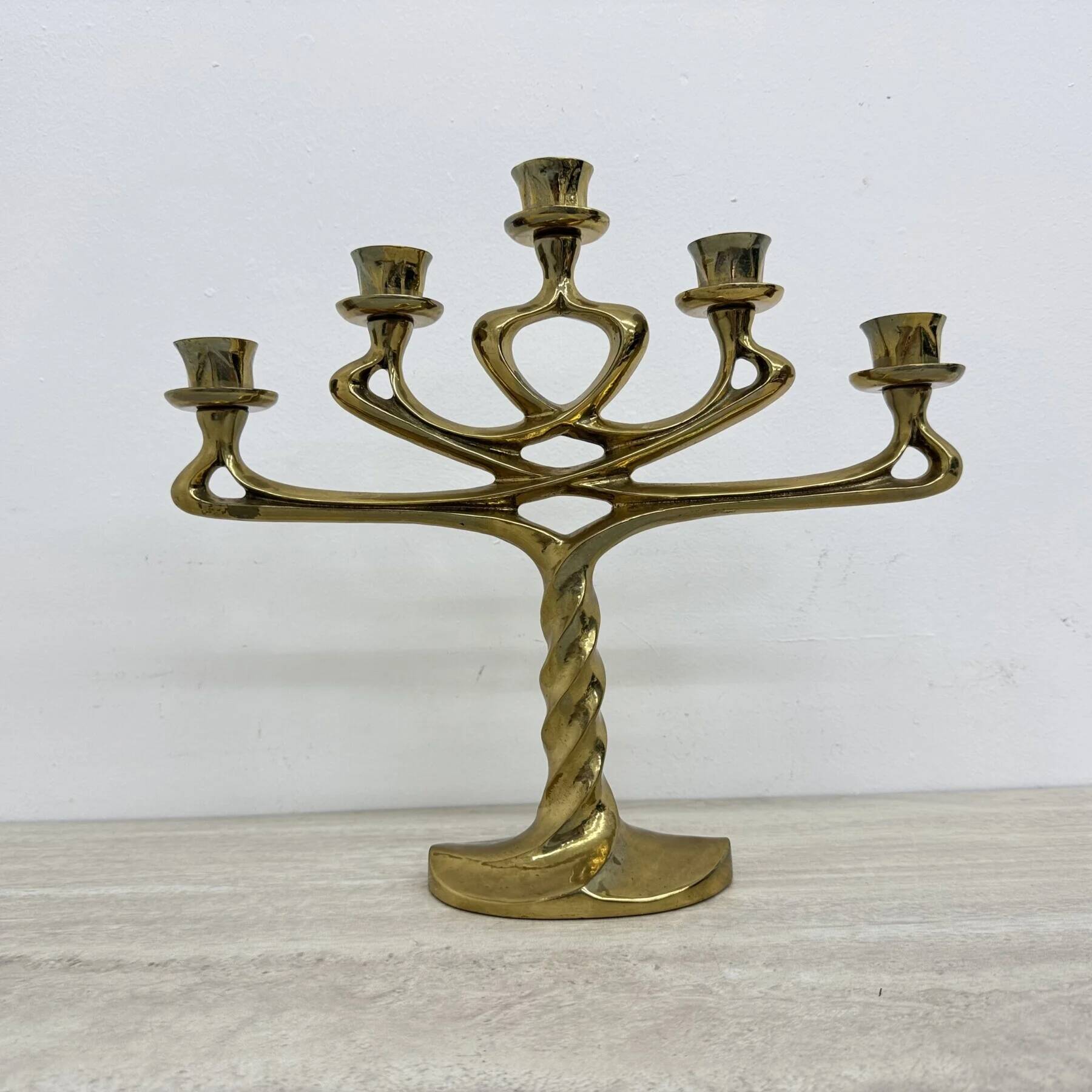 Mid-century large brutalist solid bronze candleholder, 1970s