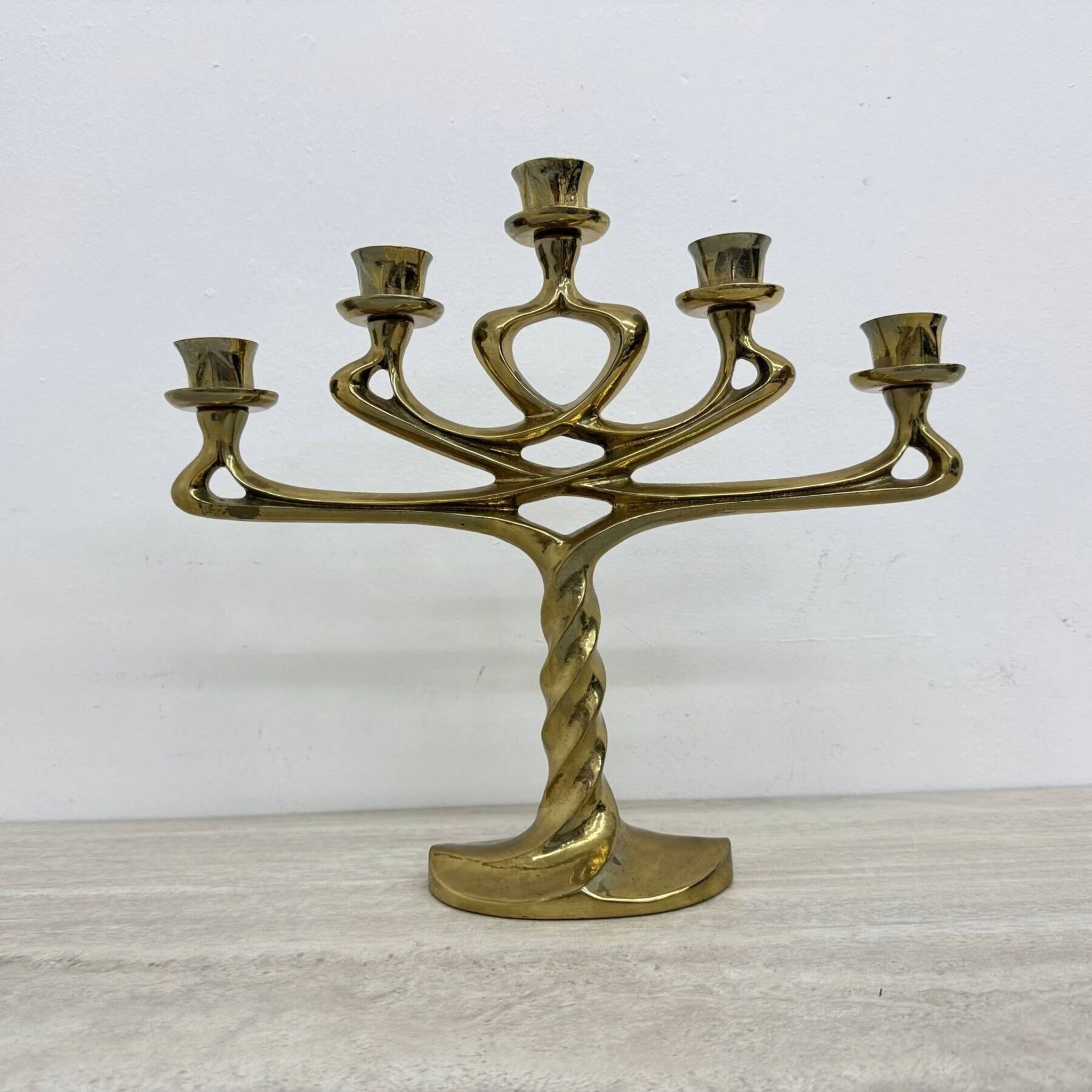 Mid-century large brutalist solid bronze candleholder, 1970s