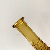 Pair of vintage amber yellow Empoli glass decanters