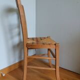 Chaise paillée à motifs colorés