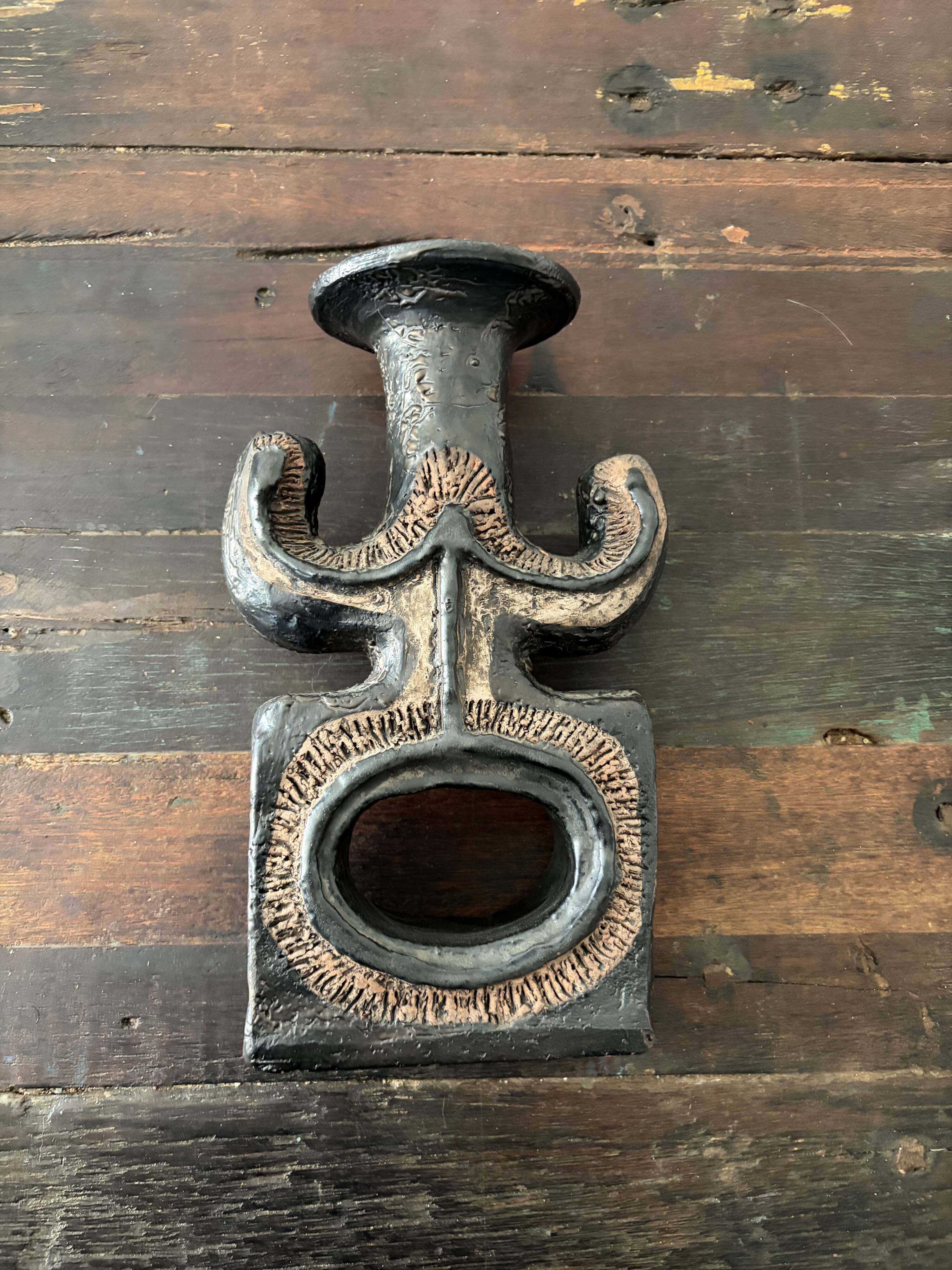 Brutalist sculptural candlestick attributed to Elisabeth Vandeweghe - 70s