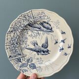 Set of 5 plates Terre de Fer "Spring Service" XIXth