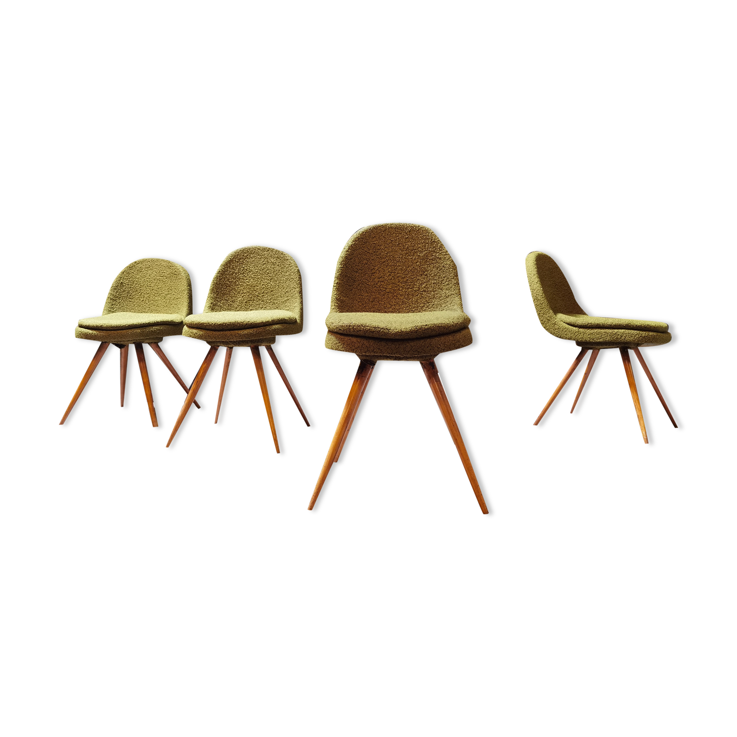 Suite of 4 chairs by Miroslav Navratil Wood resin and fabric Year 60