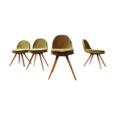 Suite of 4 chairs by Miroslav Navratil Wood resin and fabric Year 60