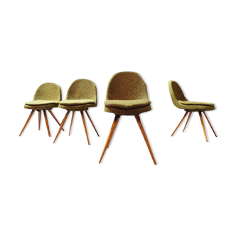 Suite de 4 chaises par miroslav navratil bois résine et tissu année 60