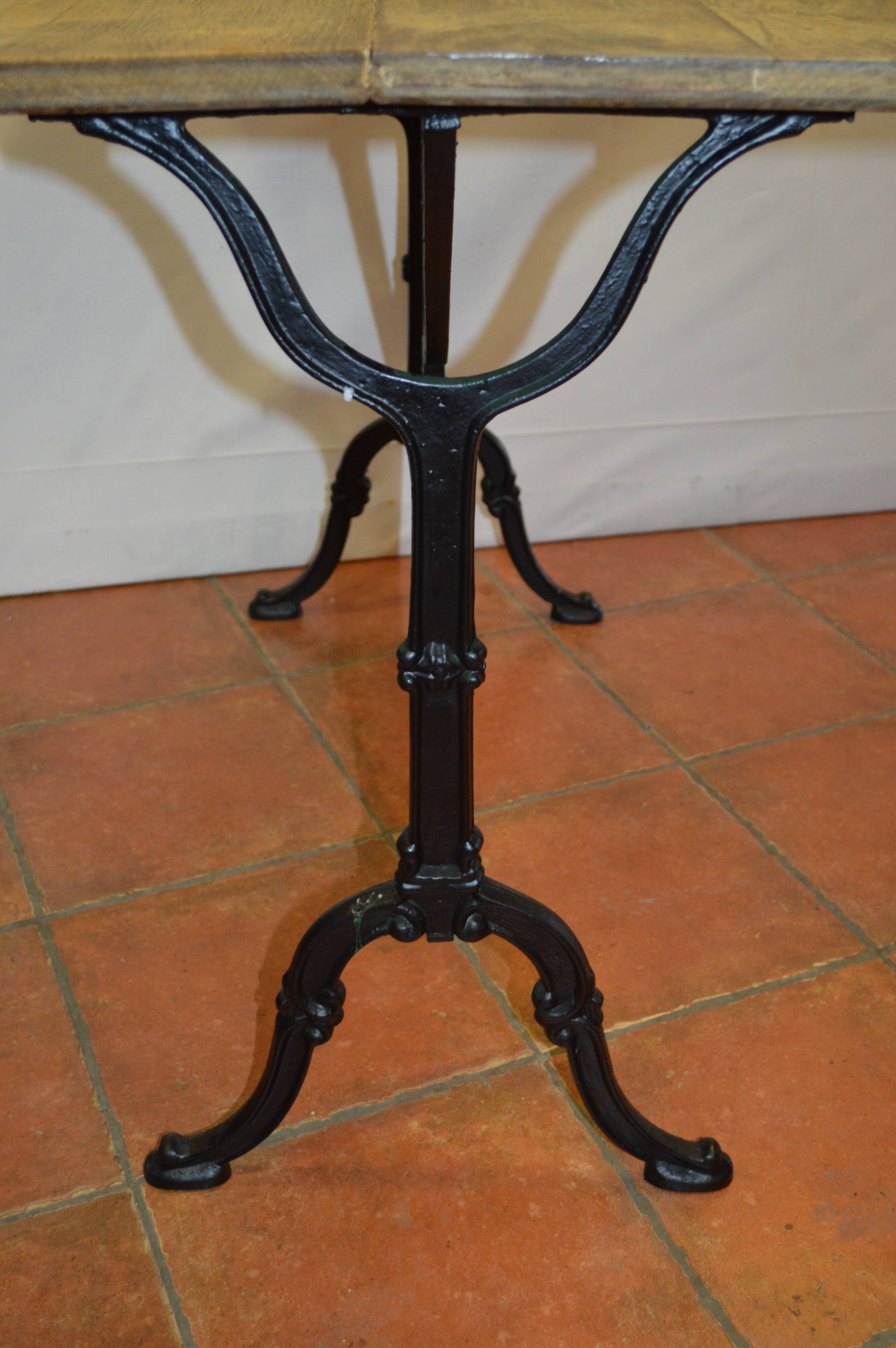 Cast iron bistro table and oak tray