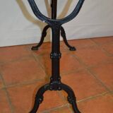Cast iron bistro table and oak tray