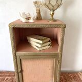 60s pink and gold Lloyd loom bedside table