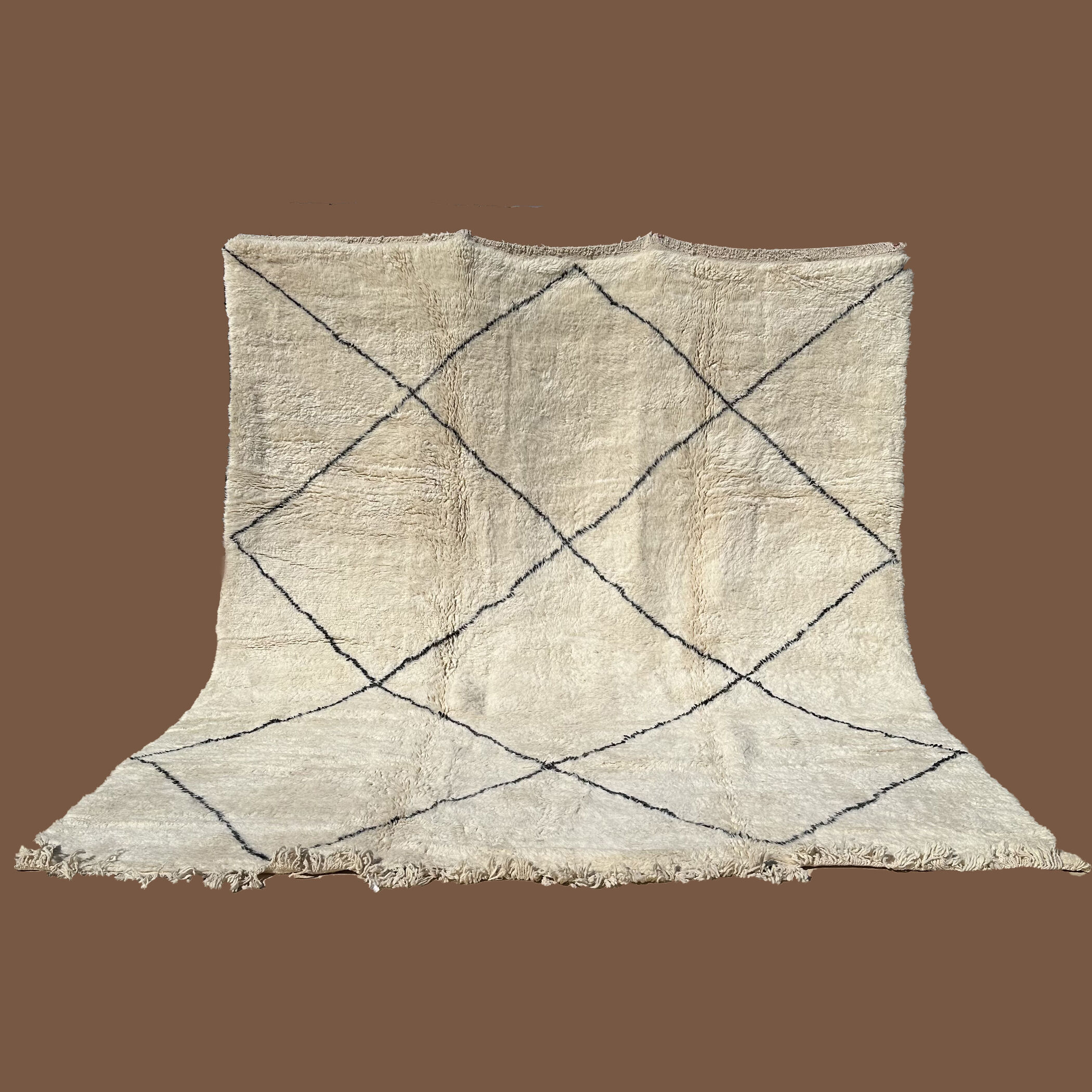 Moroccan carpet beni ouarain white - 303 x 357 cm