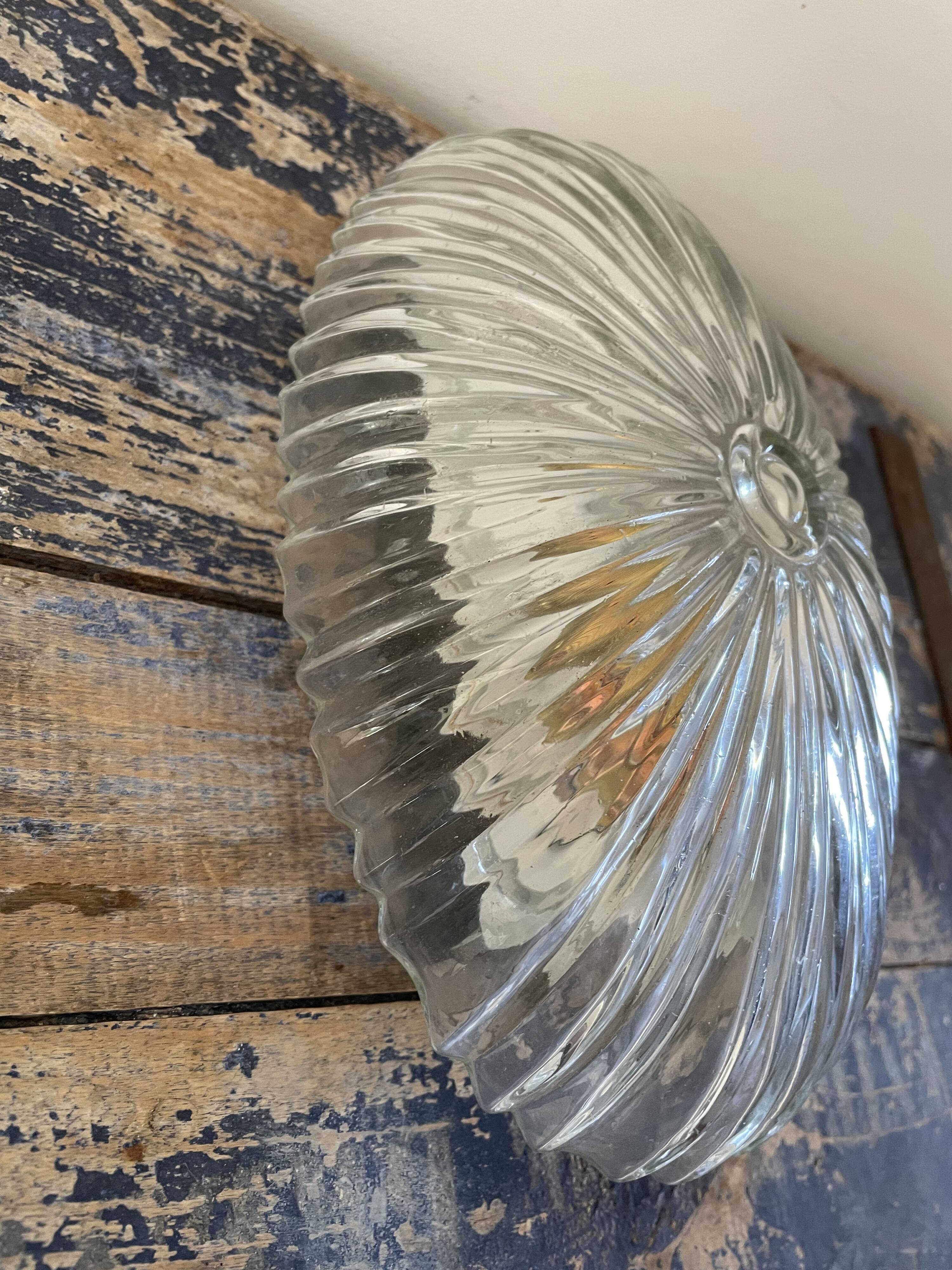 Vintage pebble wall lamp in chiseled glass corrugated shape