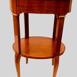 Oval pedestal table in veneer wood and black wood net 20th century