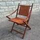 Vintage Safari Armchair in Cognac Leather and Turned Wood – 1940s/50s