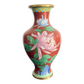 Baluster Vase Peony Flowers Butterfly Cloisonné Enamel Republic Period