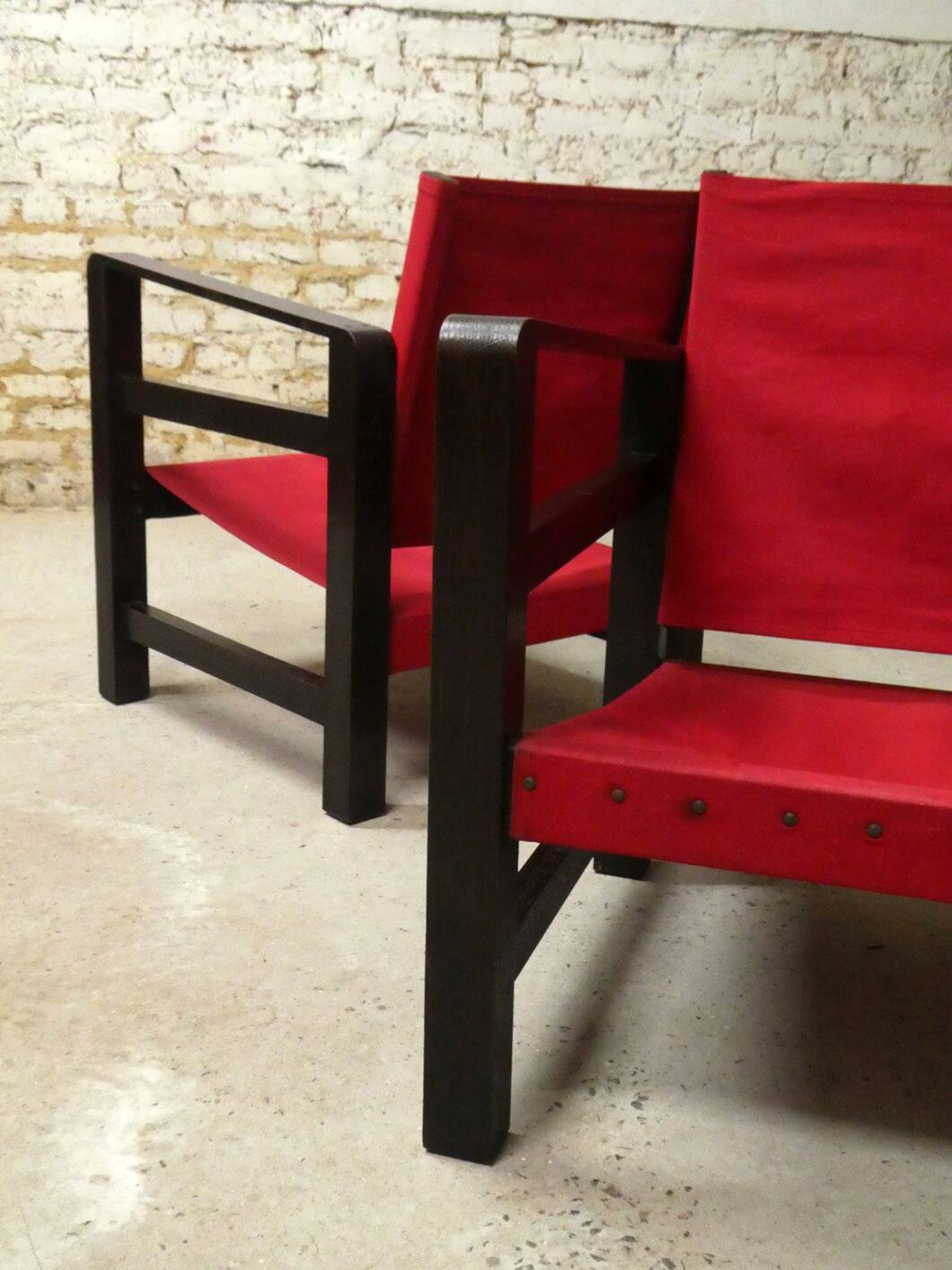paire de fauteuils safari en chêne, 1950