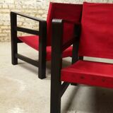 paire de fauteuils safari en chêne, 1950