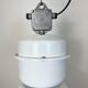 Large White Enamel Industrial Factory Lamp with Glass Cover, 1990s