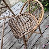 Petit bureau en rotin avec chaise