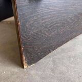 Vintage round coffee table with glass, wood and tiles