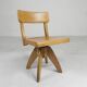 Chaise haute, chaise pivotante et chaise d'écolier en bois, années 1950