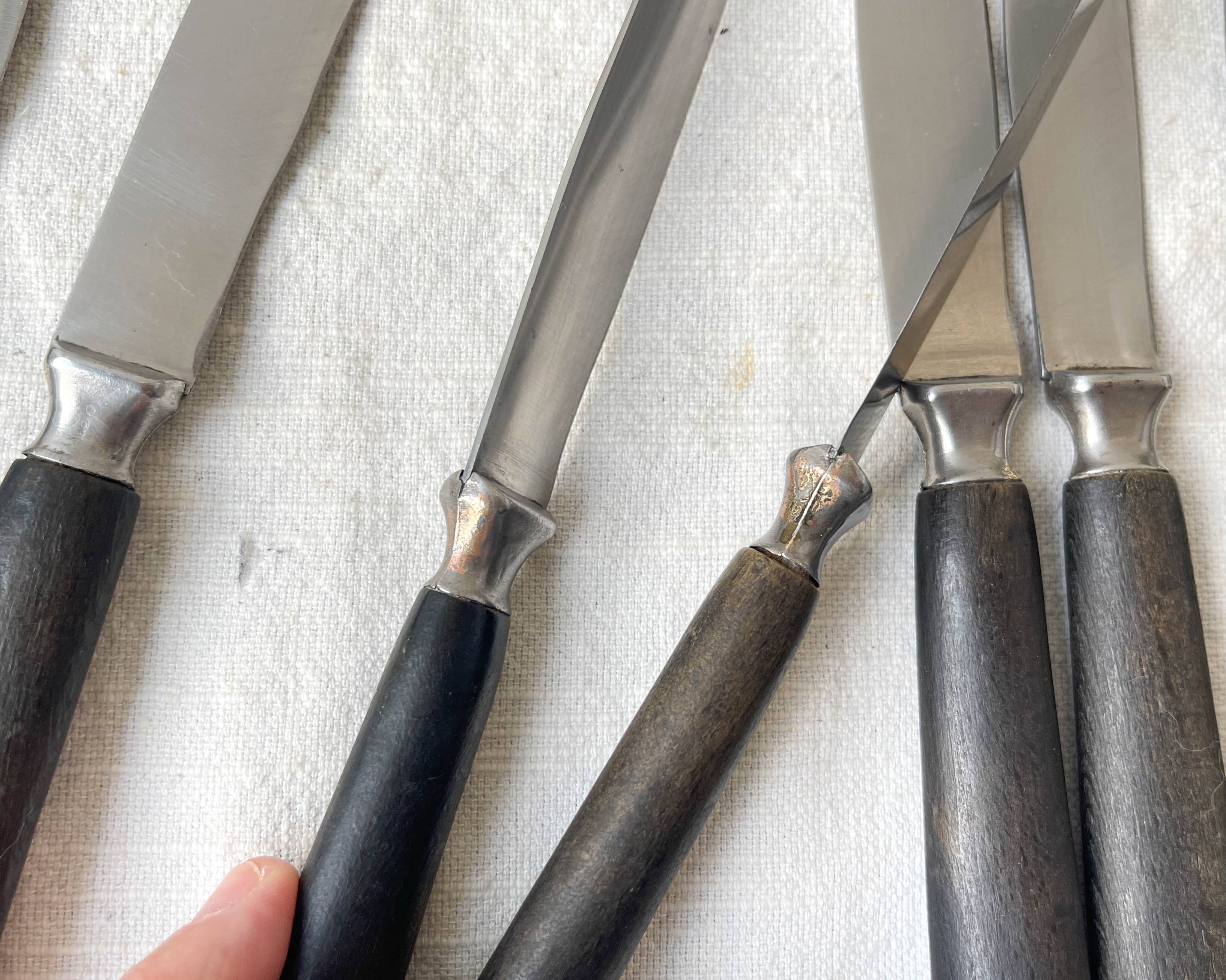 10 Vintage knives in wood and steel LA ROSE, silver medal, France