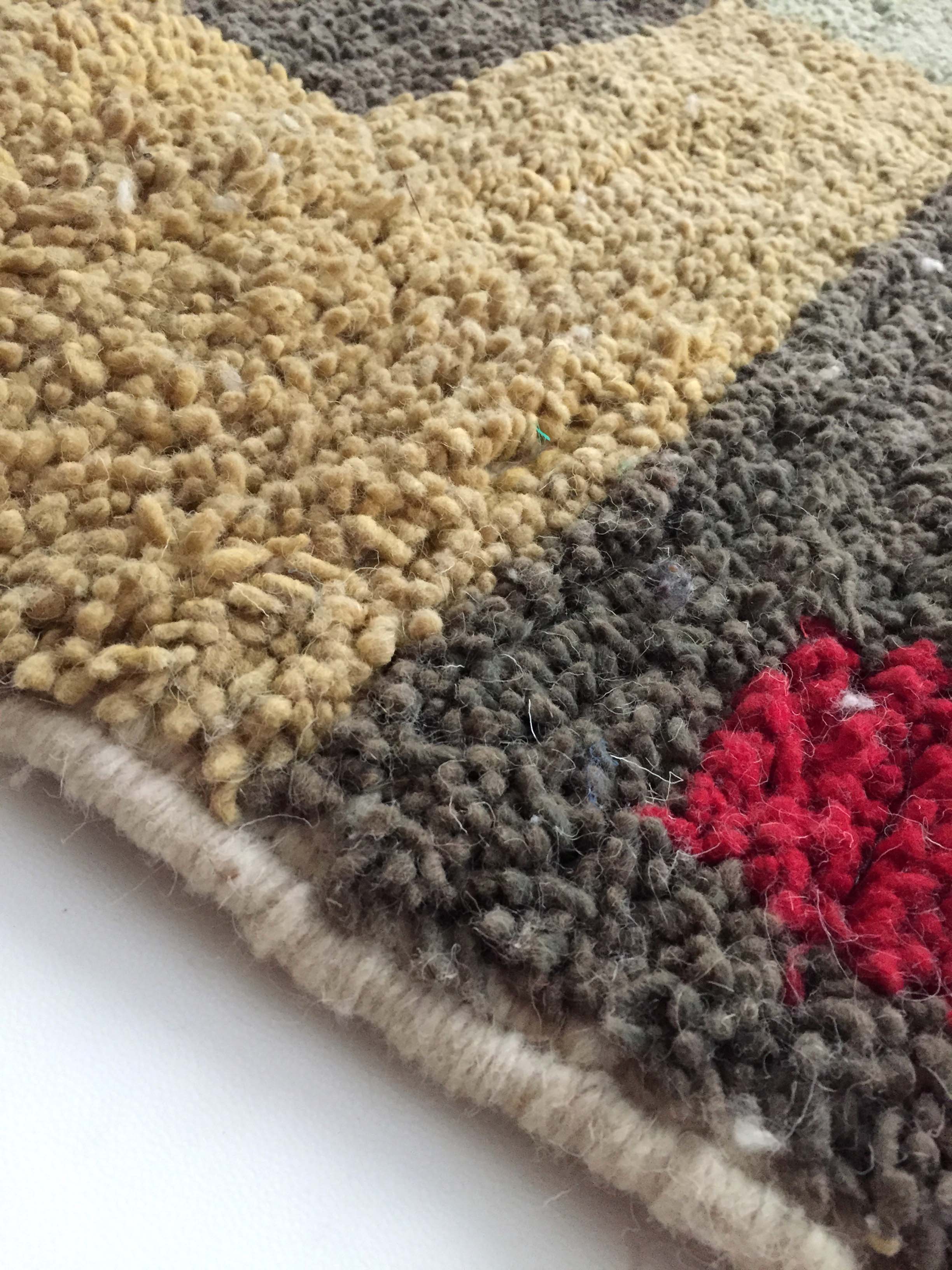 Moroccan Berber boujaad ecru carpet with colorful patterns 255x175cm