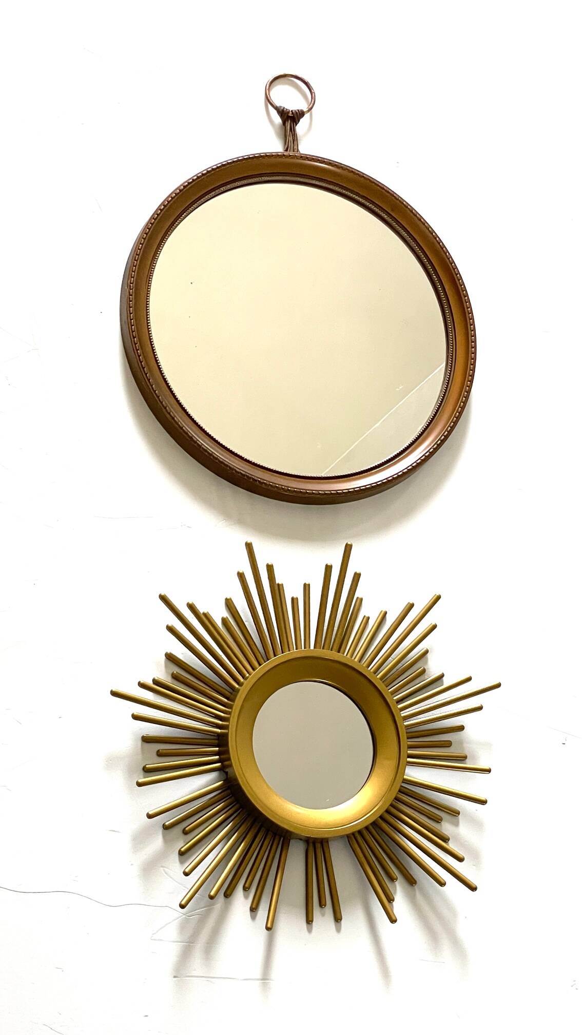 Duo of Vintage Golden SUN MIRRORS