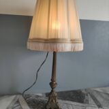Old brass foot lamp and period lampshade