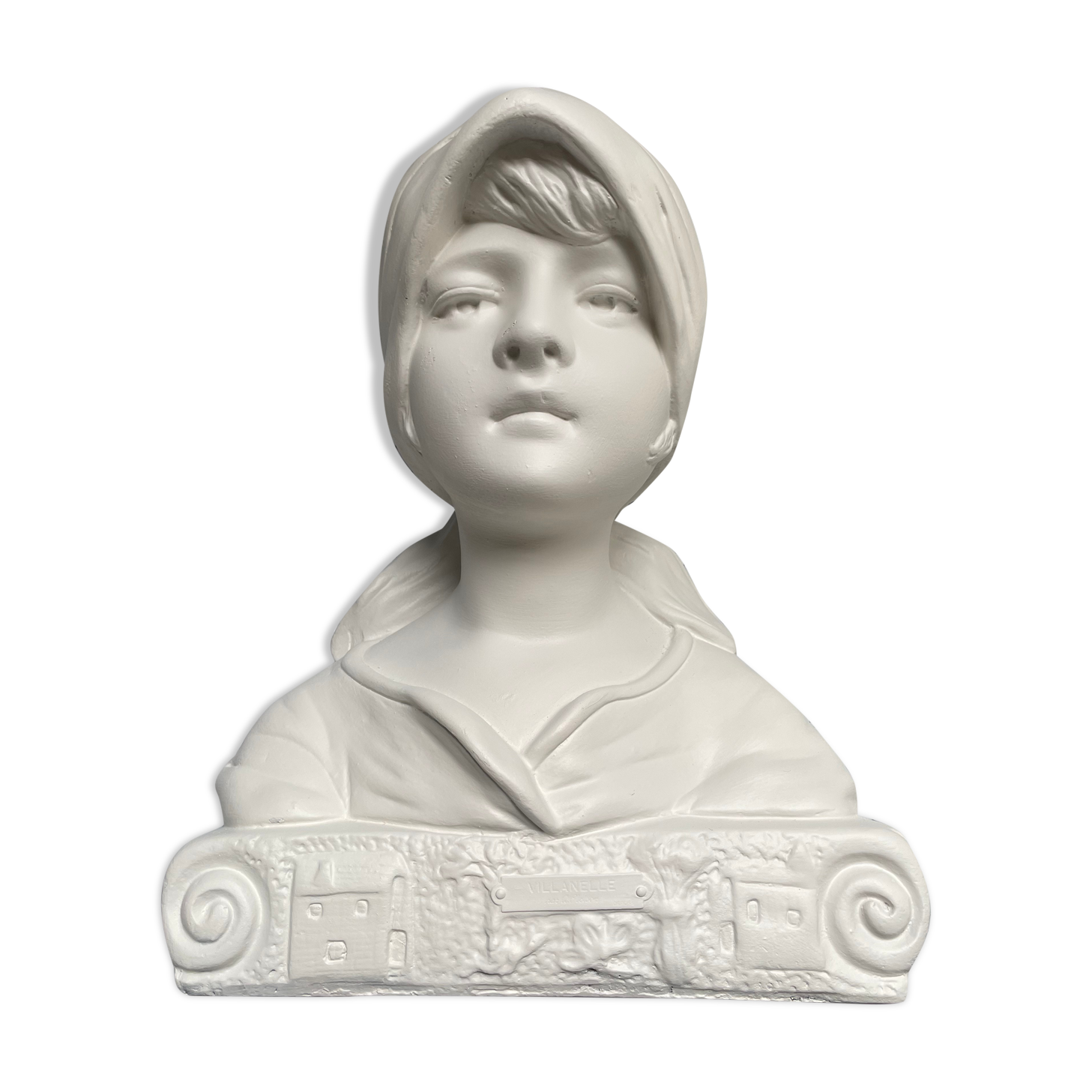 Buste de jeune fille en plâtre