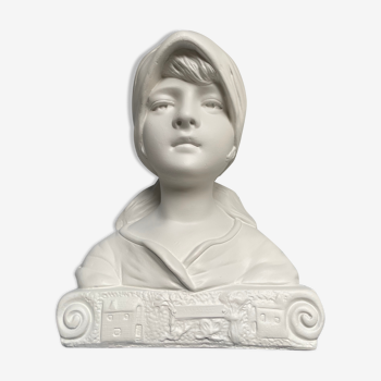 Buste de jeune fille en plâtre