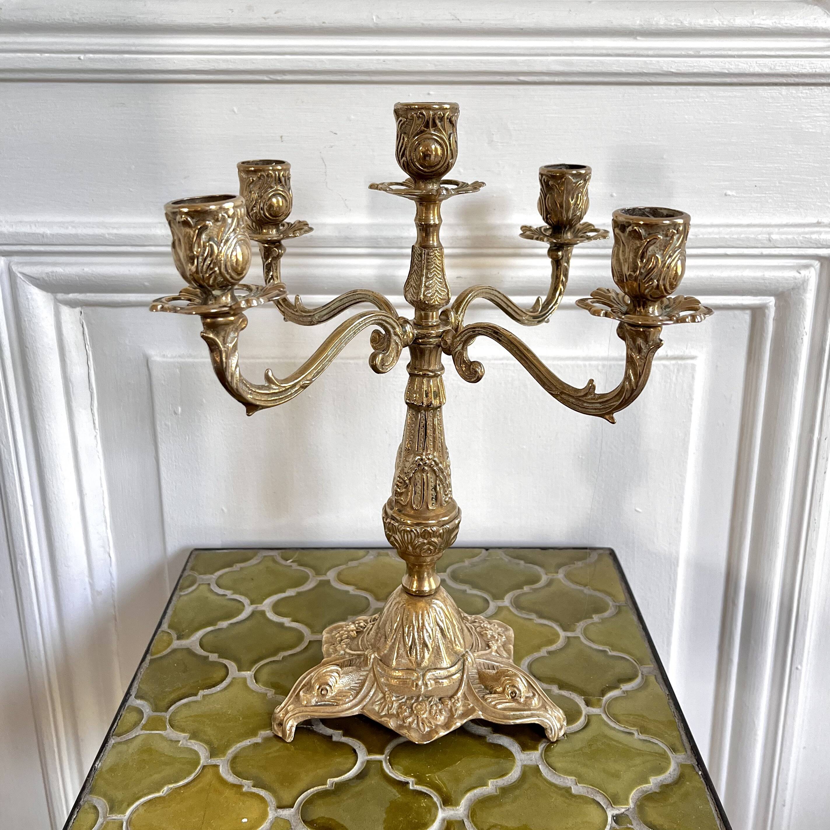5-light gold candlestick holder