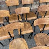 10 chaises d'école en métal et bois, 1960