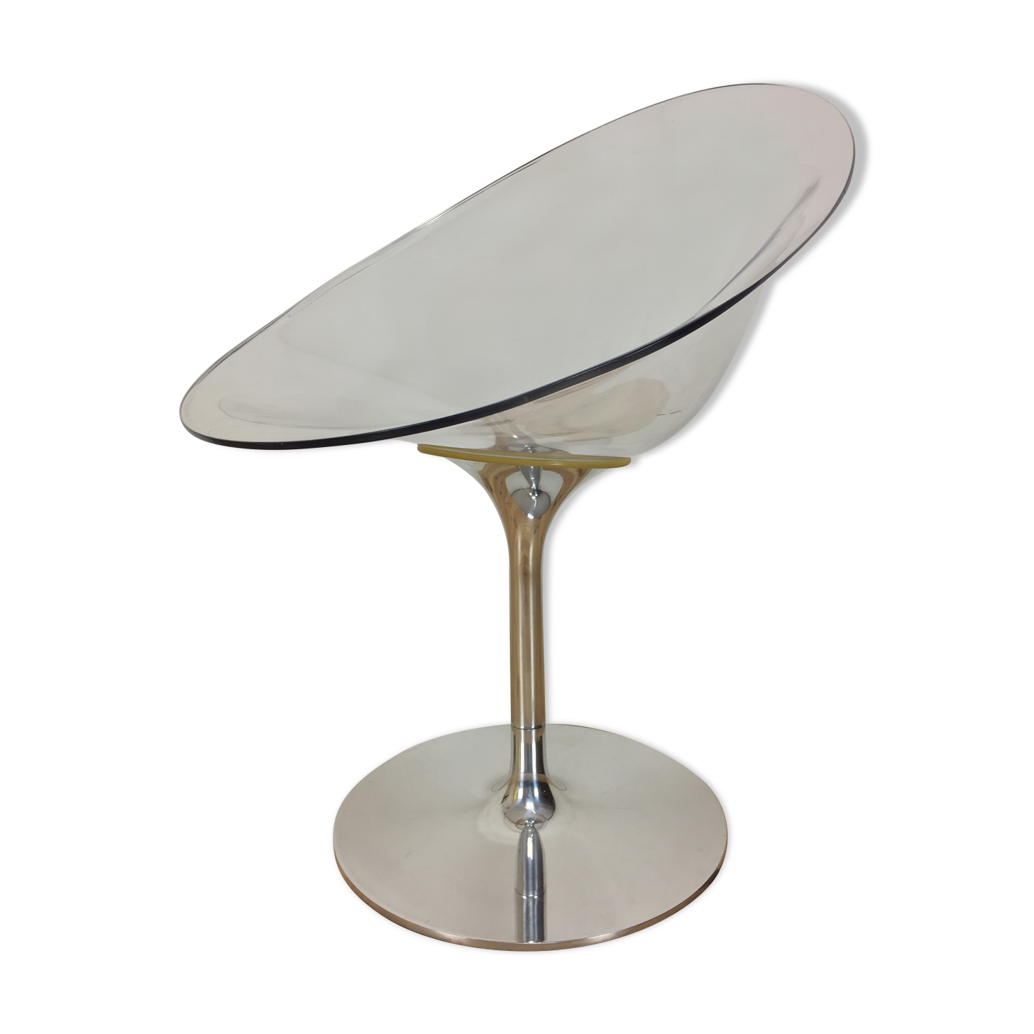 Eros foot armchair tulip Plexiglas and aluminum, by Philippe Starck