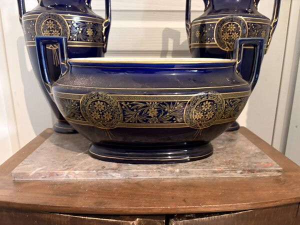 Lot 3 vase amphore boch keramis 1890 bfk garniture cheminé sèvres art déco