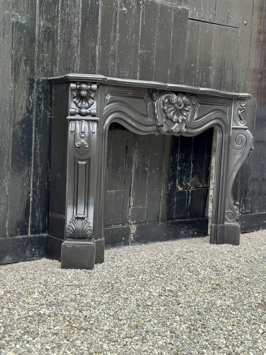 Napoleon III Fireplace In Black Belgian Or Black Mazy Marble, Circa 1880