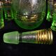 Art deco liqueur service in light green frosted glass