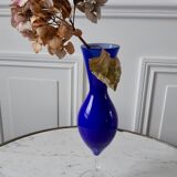 Vase en opaline bleu années 50