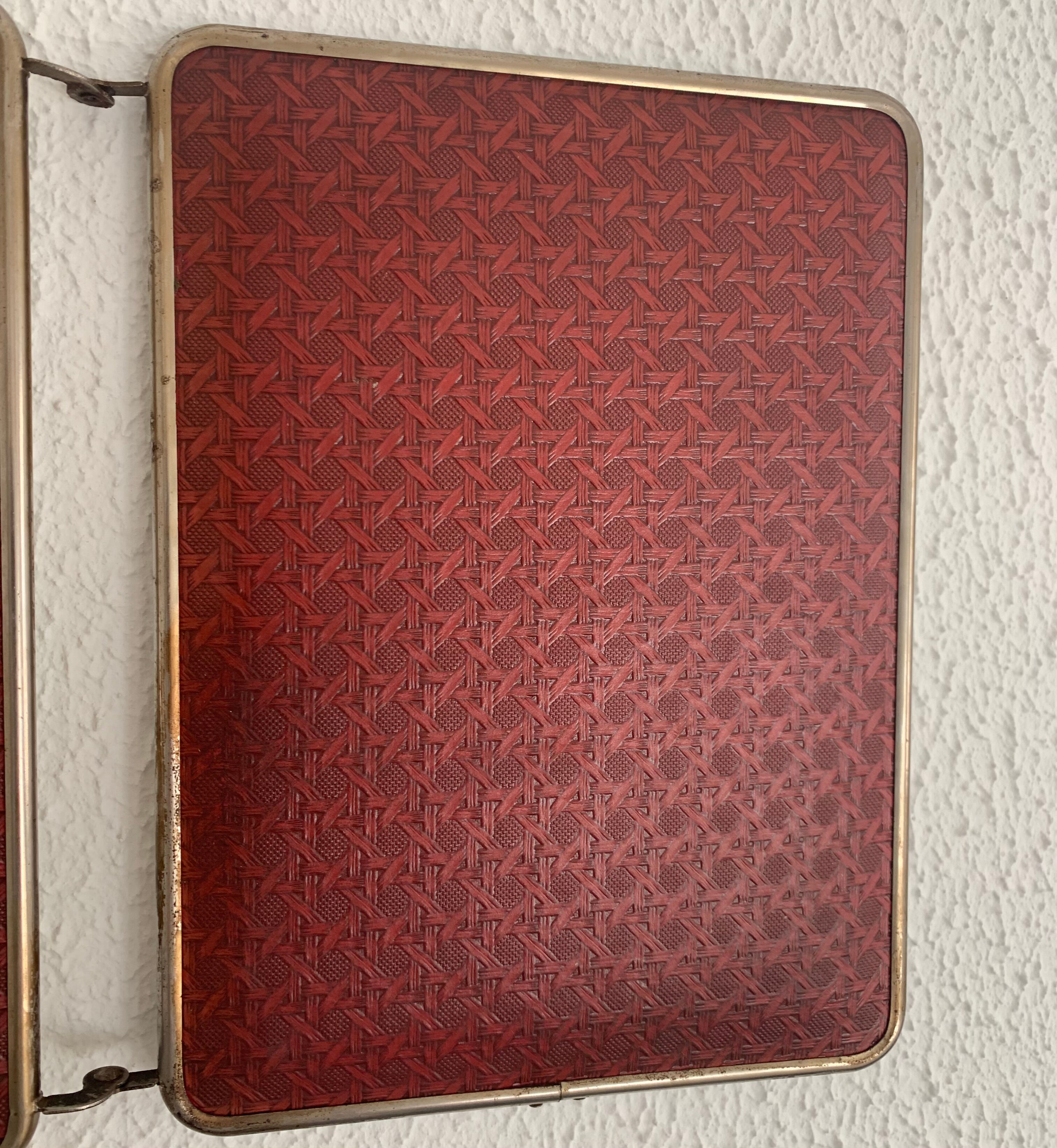 Vintage mirror 1960 triptych barber wine lees - 24 x 58 cm