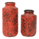 Set of 2 Red Fat Lava Vases Scheurich Jura West Germany