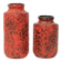 Set of 2 Red Fat Lava Vases Scheurich Jura West Germany