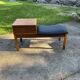 Vintage teak telephone bench with vinyl seat, 1960s