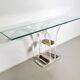 Console table by Charles Hollis Jones in lucite, brass, and glass, 1970.