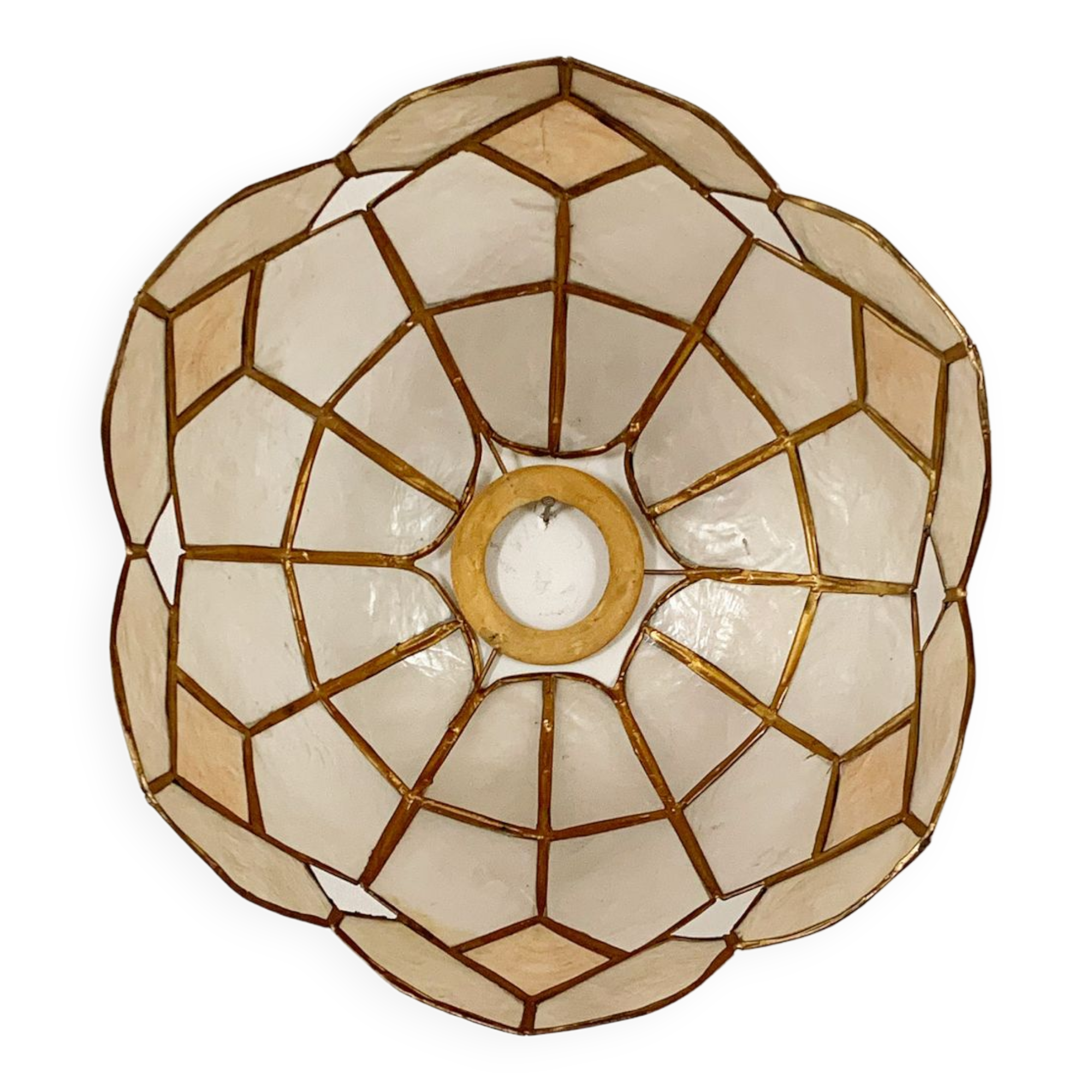 Suspension in mother-of-pearl and two-tone brass