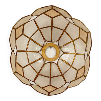 Suspension in mother-of-pearl and two-tone brass