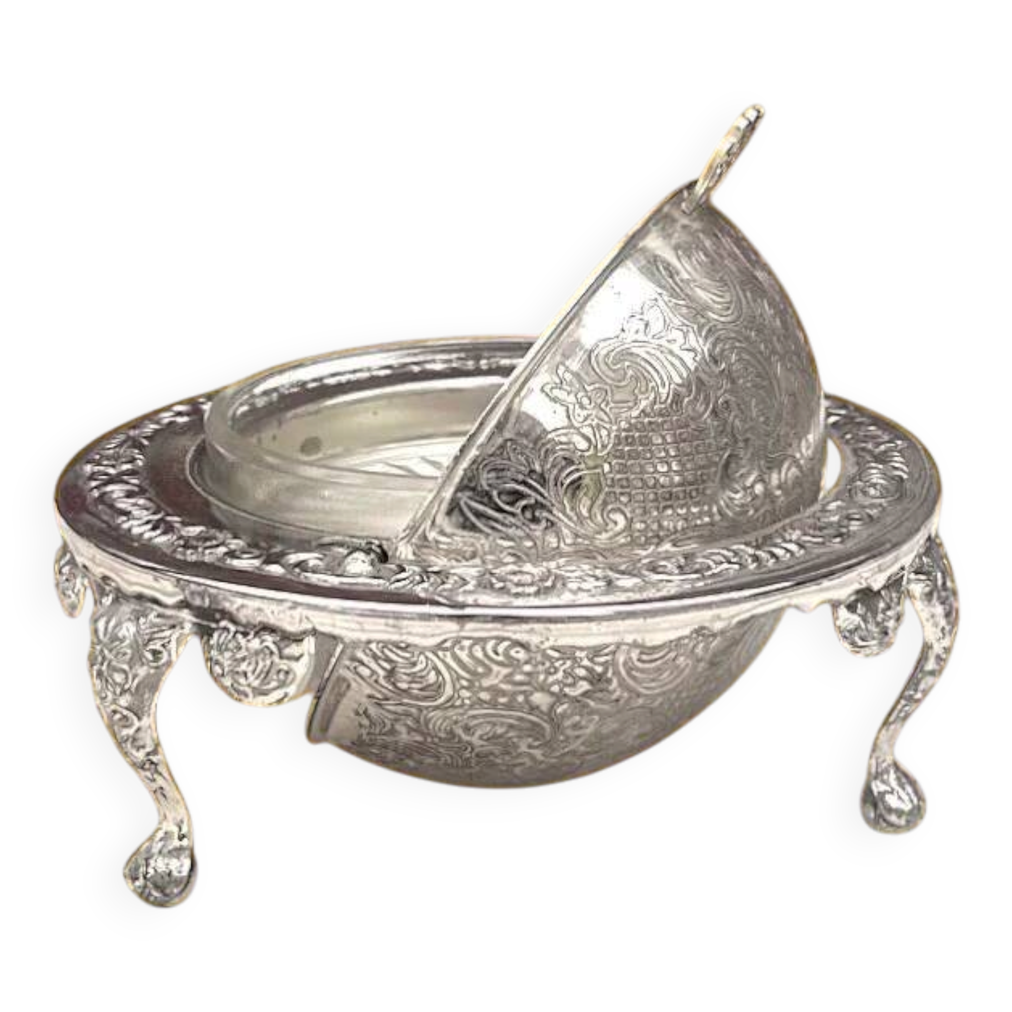 Antique silver-plated butter dish – made in England – butter bell / caviar pot