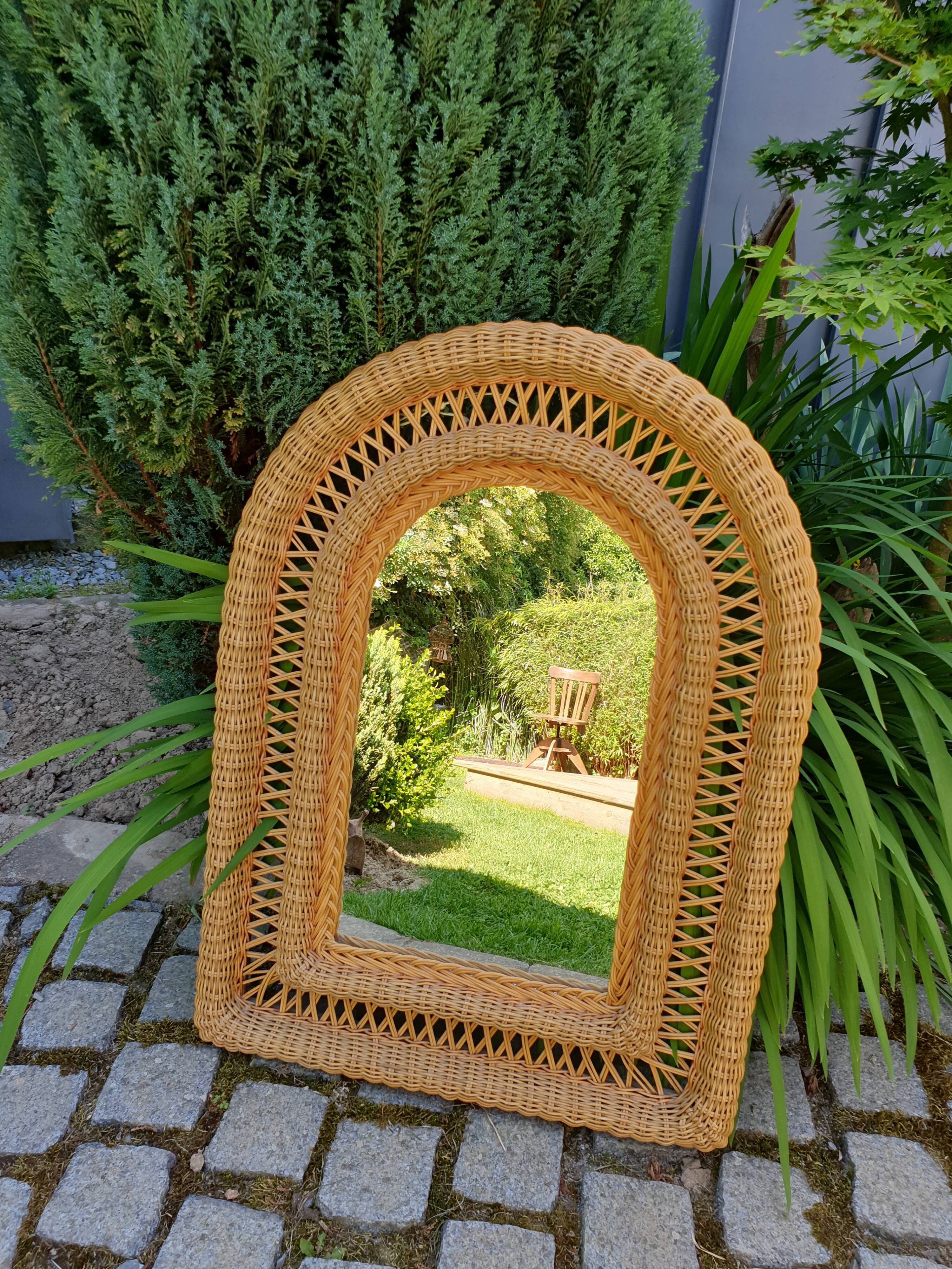 Old vintage rattan mirror