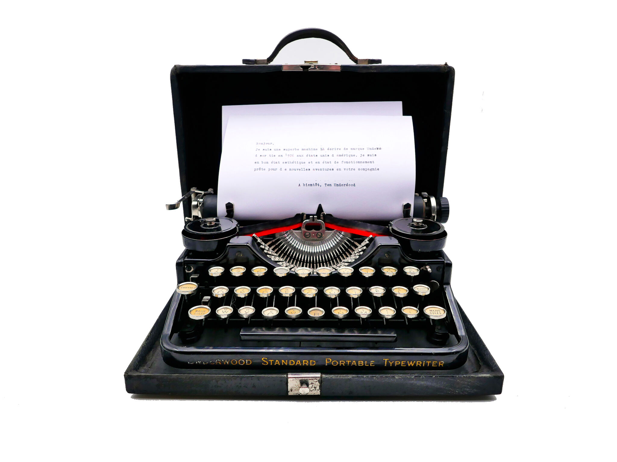 1926 new tape revised black tape underwood typewriter 3 bank