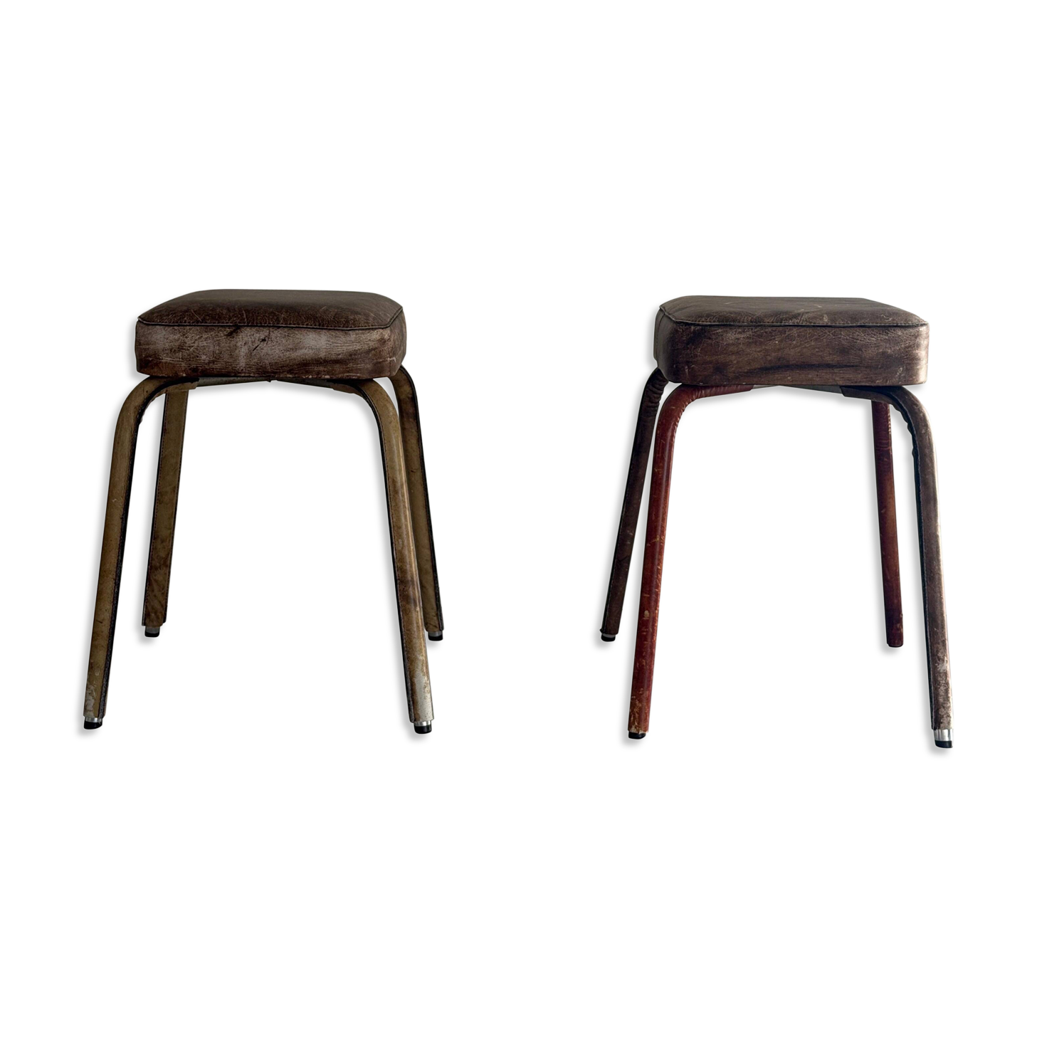 Paire de tabourets en simili-cuir, 1970, Allemagne