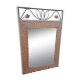 Vintage rattan and wrought iron mirror